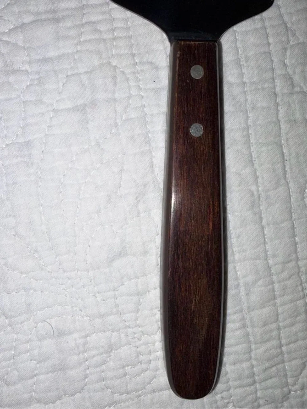 Vintage Stainless Steel Cake Server with Dark Wood Handle